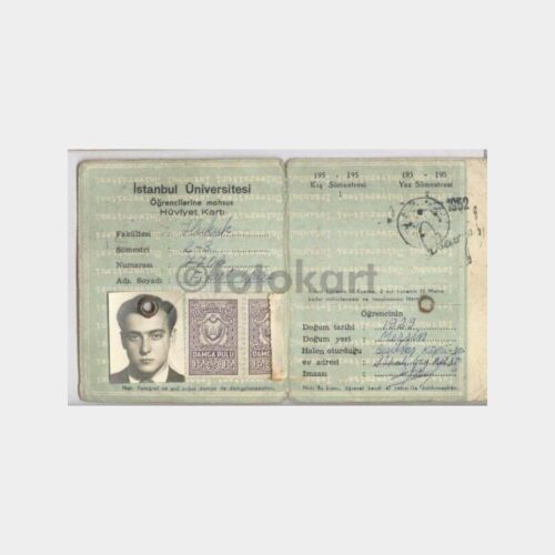 1952 İstanbul Üniversitesi Hüviyet Kartı