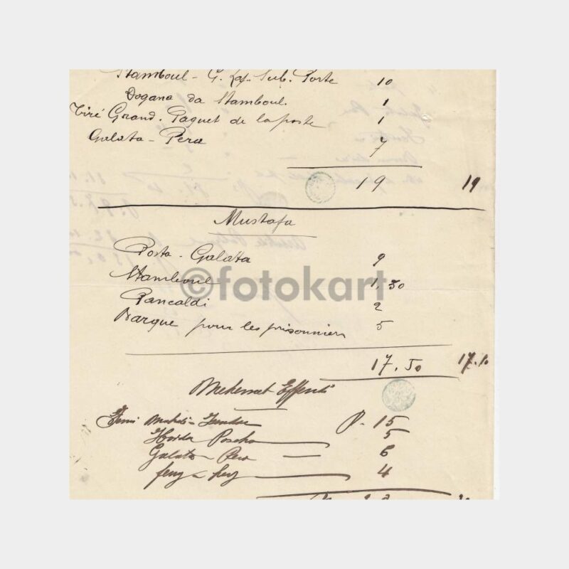 1903 İstanbul Şehir İçi Yol Giderleri Listesi