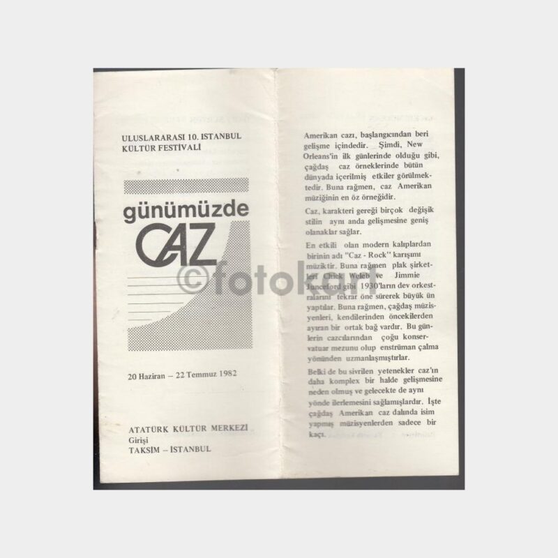1982 İstanbul 10. Kültür Festivali Caz Konulu Programı