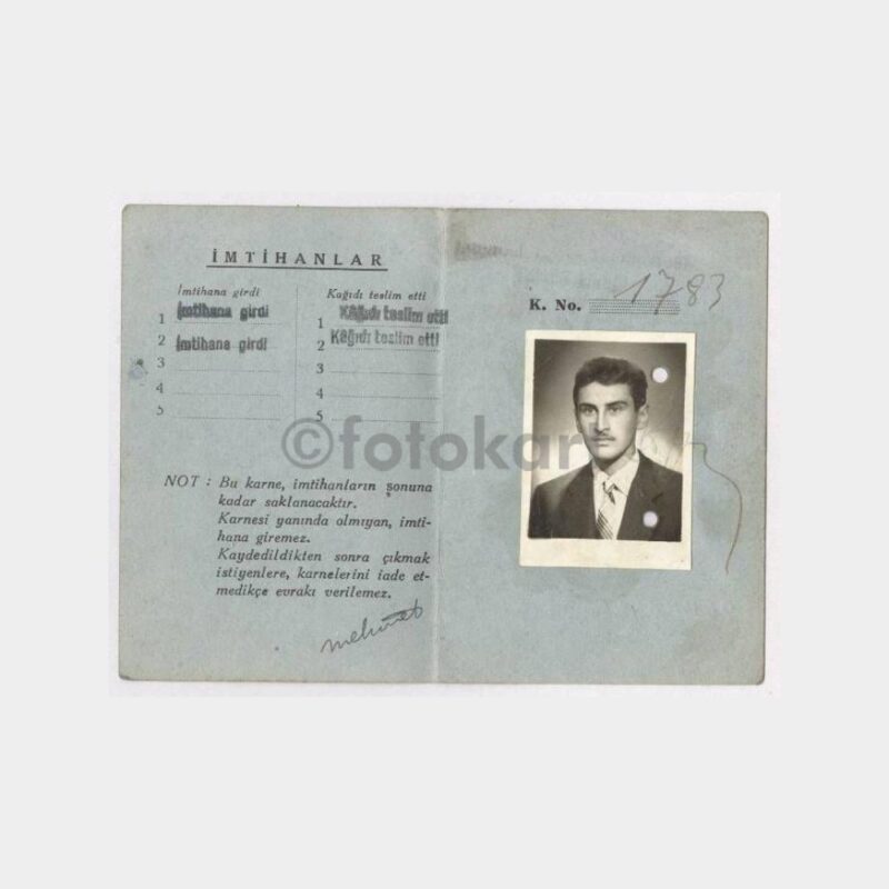 1959 İstanbul Teknik Üniversitesi Sınav Tanıtım Kartı
