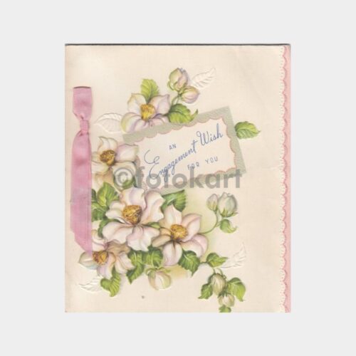 Kabartma Çiçek Desenli Tebrik Kartı