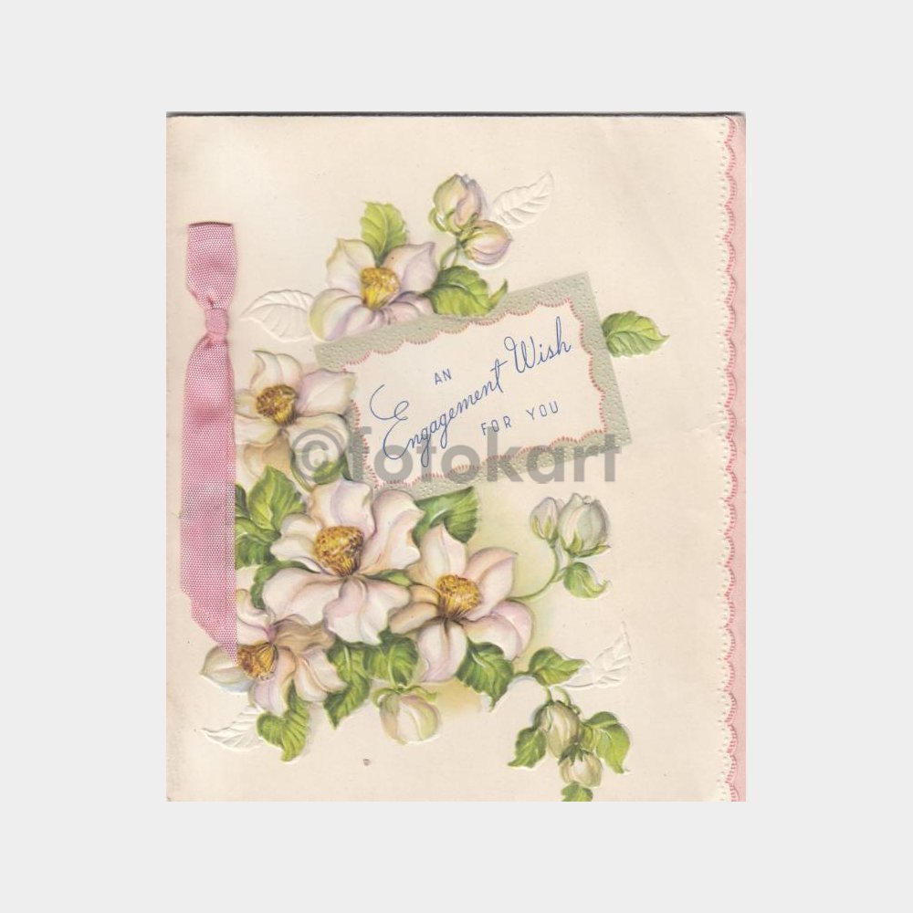 Kabartma Çiçek Desenli Tebrik Kartı