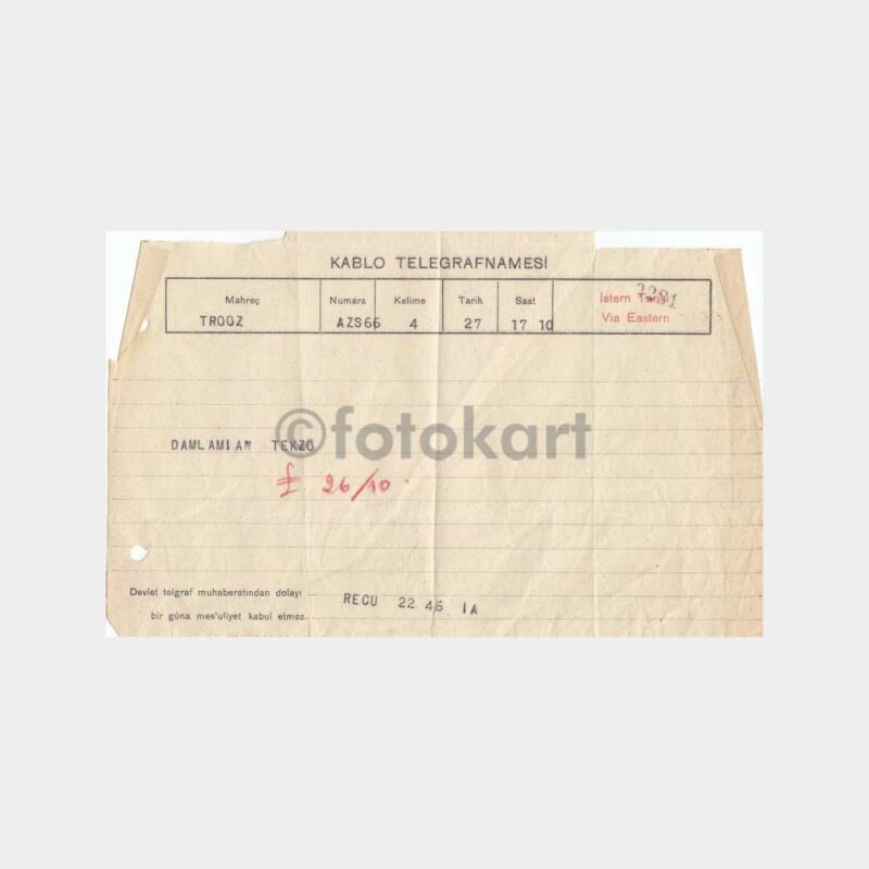 1930 İstanbul Kablo Telegrafnamesi - Görsel 2