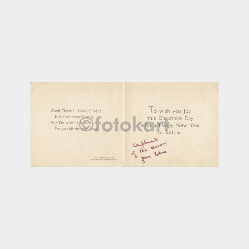 1950 Kar ve Kış Konulu Yeni Yıl Tebrik Kartı - Görsel 2