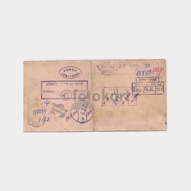 1960 İstanbul Yenikapı Kömür Karnesi