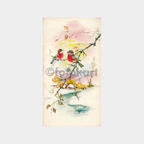 Kuş Motifli Yeni Yıl Tebrik Kartı