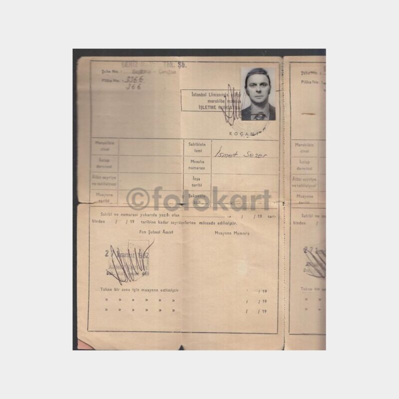 1982 İstanbul Liman Deniz Vasıtası İşletme Ruhsatı