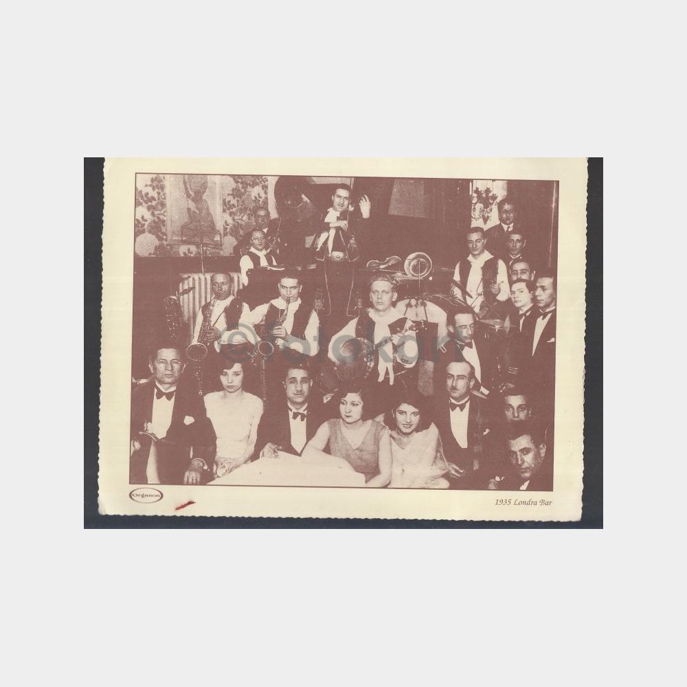 1935 İstanbul Londra Bar Müzik Konulu Karton Resim