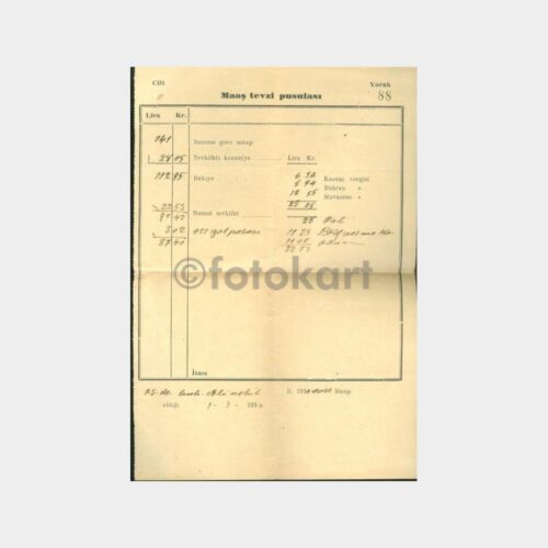 1934 Maaş Tevzi Pusulası (Mart)