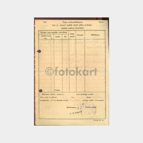 1942 Maliye Taşra Malsandığı Mahsup İlmühaberi