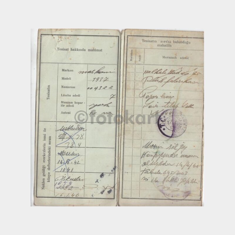 1937 İstanbul-Markoni Marka Radyo Ruhsatı - Görsel 2