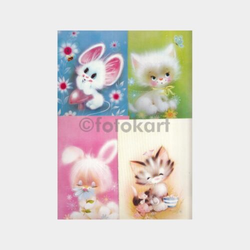 Minik Hayvancıklar Tek Sayfalık 4 Adet Tebrik Kartı