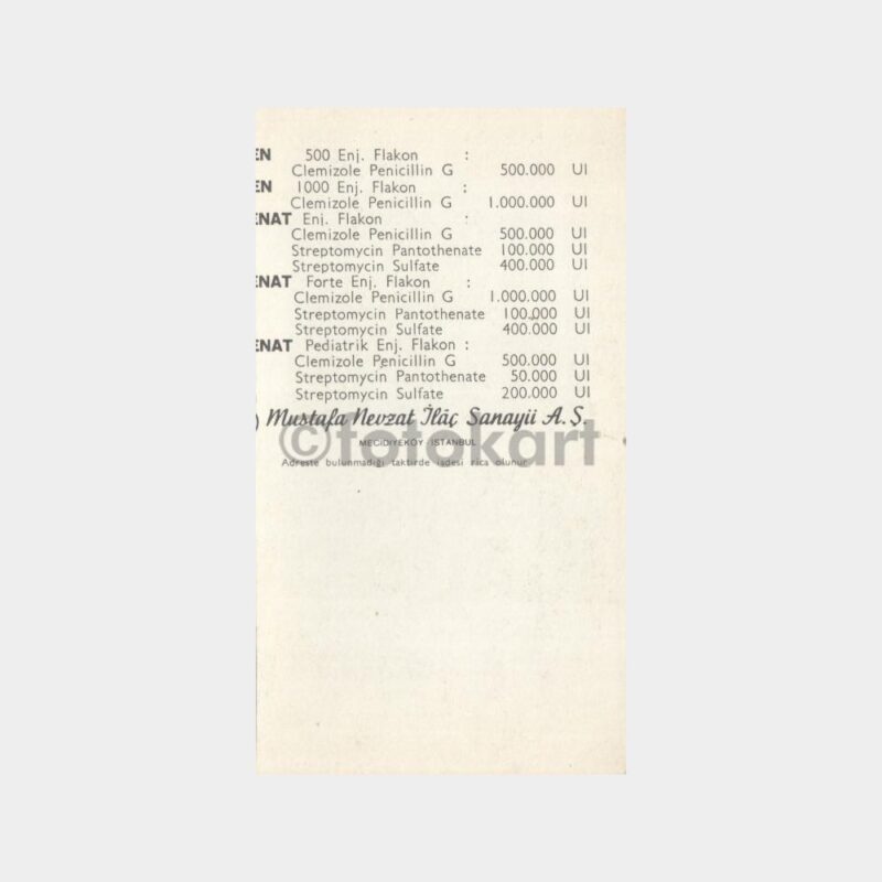1970 Mustafa Nevzat İlaç Tanıtım Kartı - Görsel 2