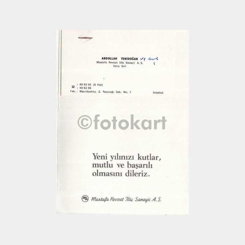 Mustafa Nevzat İlaç Sanayi Tebrik Kartı