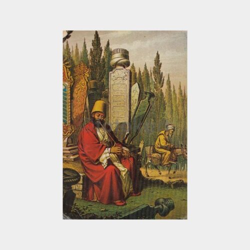 Eski İstanbul - Neyzen ve Mezarlık Konulu Kartpostal