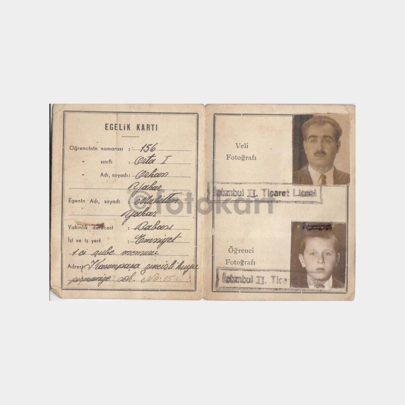 1948 İstanbul Öğrenci Egelik - Veli Kartı - Görsel 2