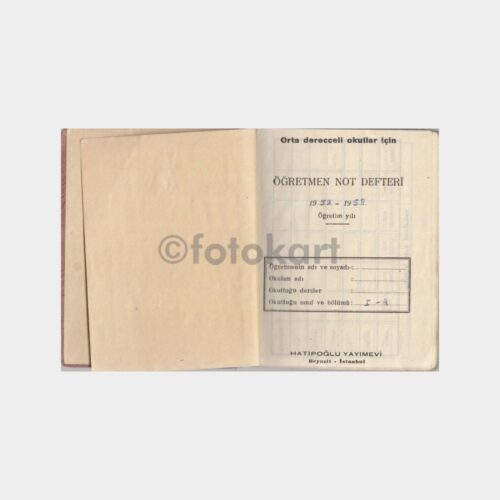 1957-1958 Ders Yılı Öğretmen Not Defteri
