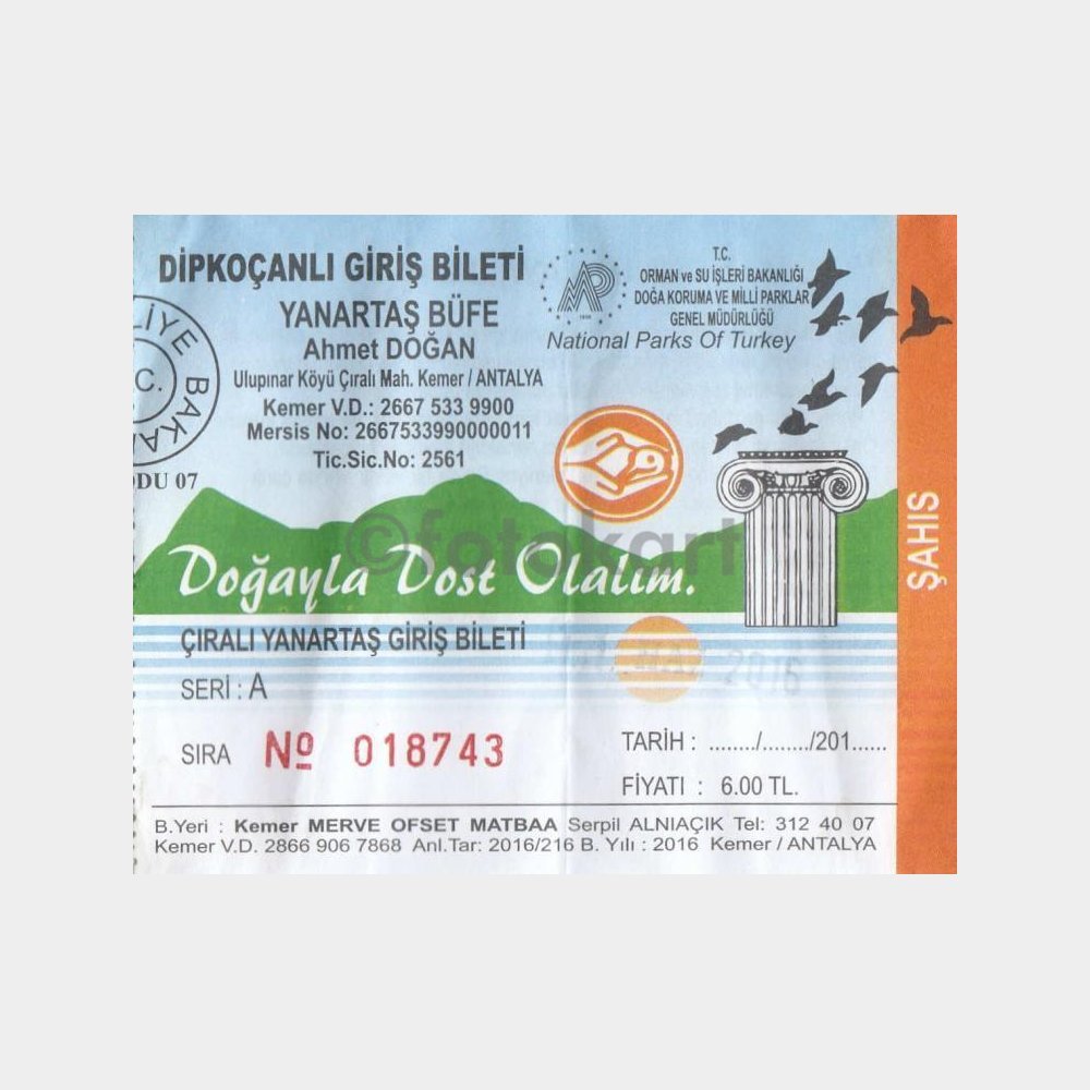 Olympos Çıralı Yanartaş -Kullanılmış- Giriş Bileti