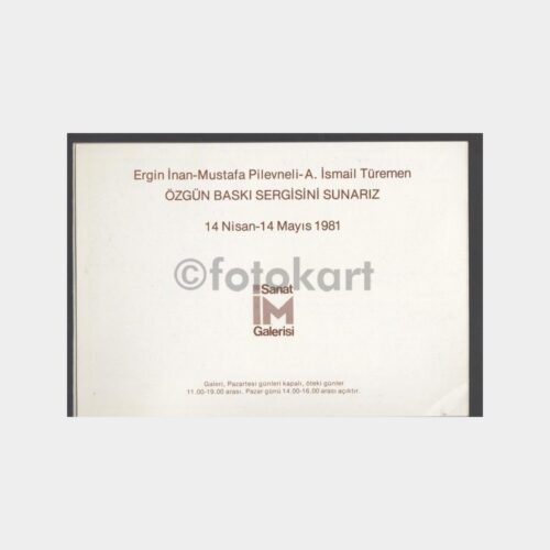 1981 Özgün Baskı -M.Plevneli Ergin İnan- Sergi Broşürü