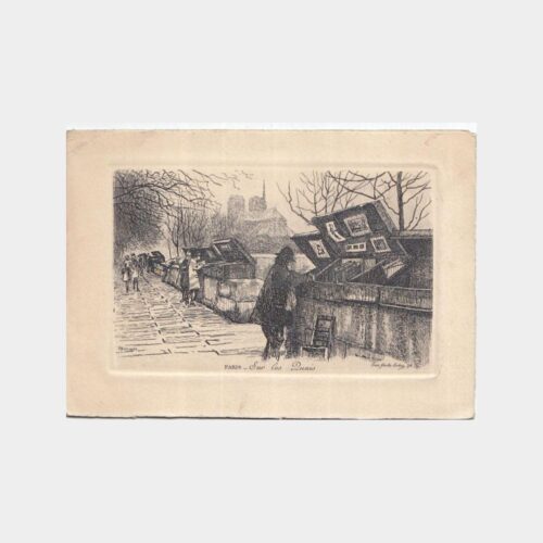 Paris Ressamlar Sokağı Konulu Baskı Tebrik Kartı