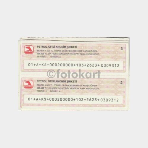1993 Petrol Ofisi Hisse Senedi Kuponu Lotu