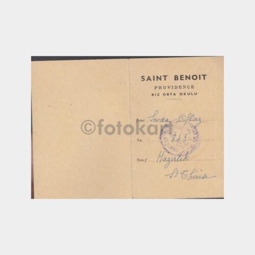 1960 Saint Benoit Okul Öğrenci Taksit Kartı