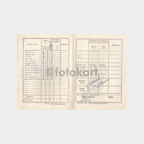 1969 Sanat Okulu Karnesi