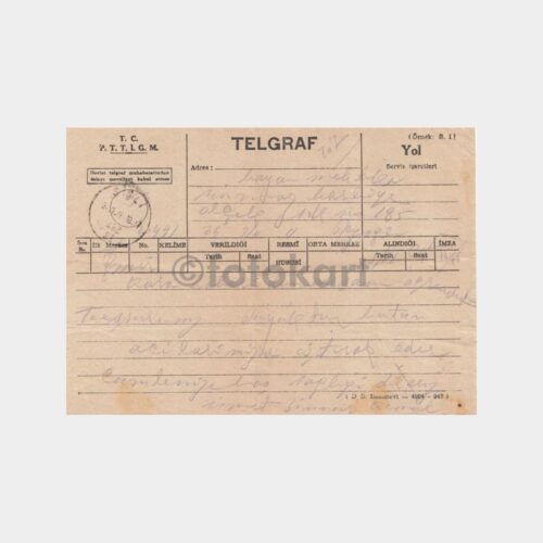 1948 Şişli Damgalı Telgraf Kağıdı