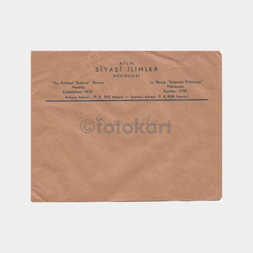 Aylık Siyasi İlimler Mecmuası Boş Zarfı