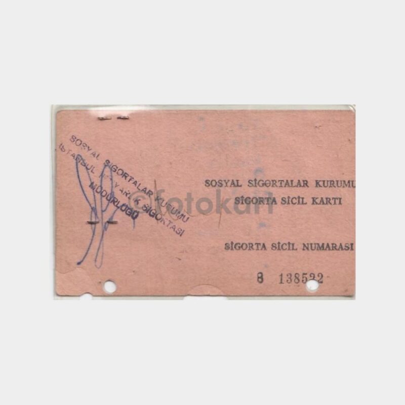 1972 Sosyal Sigorta Sicil Kartı