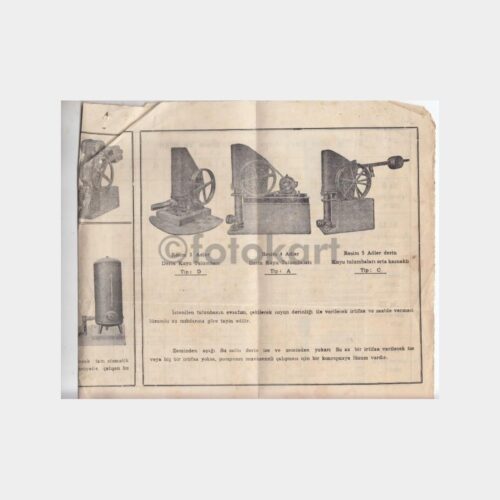 1940 Su Tulumbaları Broşürü Fiyat Listesi