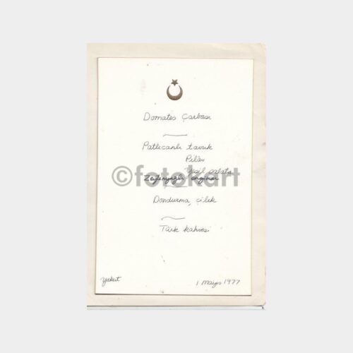 1977 Türk Elçilik Yemek Menüsü