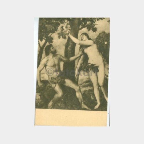 1930 Adem ve Havva Konulu Tablo Kartpostal
