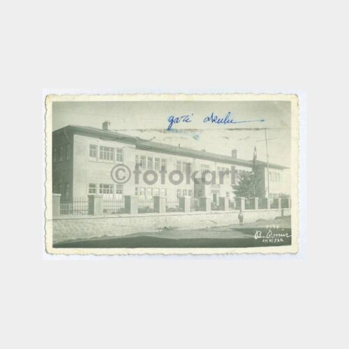 1937 Akhisar Gazi Mektebi Konulu Damgalı Kart