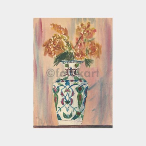 Çini Sürahi Vazo Konulu Suluboya Resim