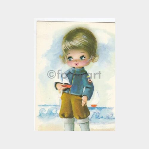 1975 Çocuk Konulu Çizim Tebrik Kartpostal