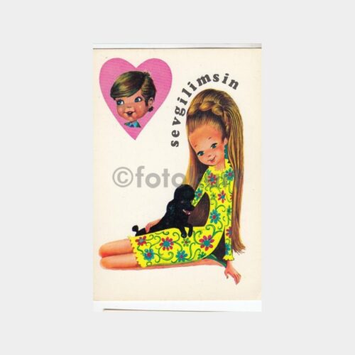 1975 Çocuk Konulu Çizim Tebrik Kartpostal