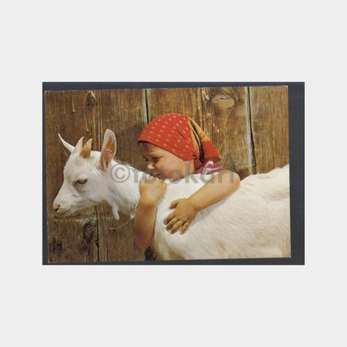 1980 Çocuk ve Keçisi Konulu Kartpostal