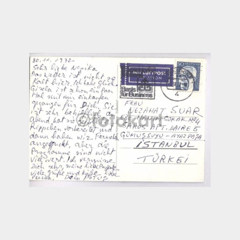 1972 Düsseldorf Damgalı Kartpostal - Görsel 2