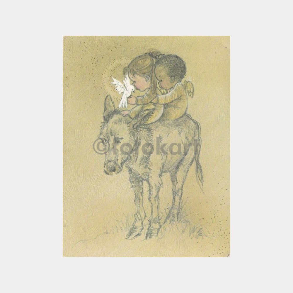 1980 Eşekli Çocuklar Fantezi Tebrik Kartpostal