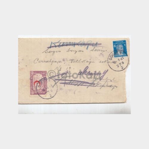 1947 Gördes Çok Damgalı Zarf