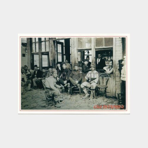 Eski İstanbul Kahvehane Nargilesi Repro Baskı Kartpostal