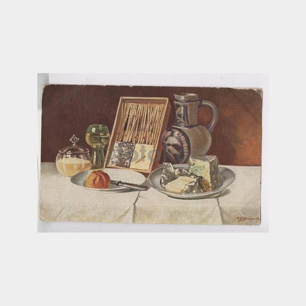 Natürmort Konulu Tablo Eski Kartpostal