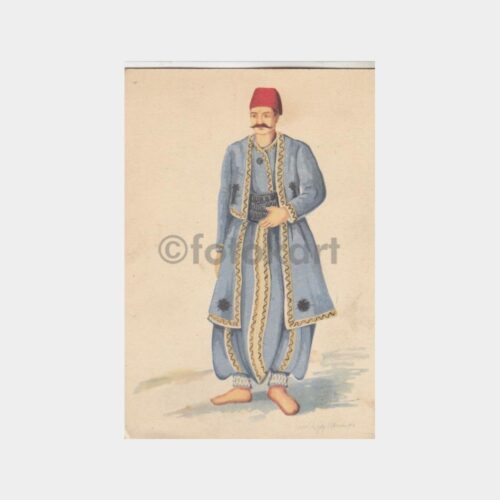 Posta Tatarı Konulu Çizim Kartpostal