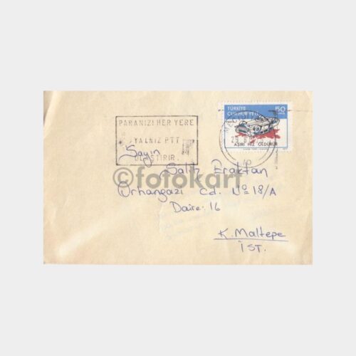 1987 Trafik Plaka Yazılı Pullu Zarf