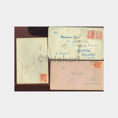 1947 Yugoslavya Dubrovnik 3 Adet Damgalı Zarf