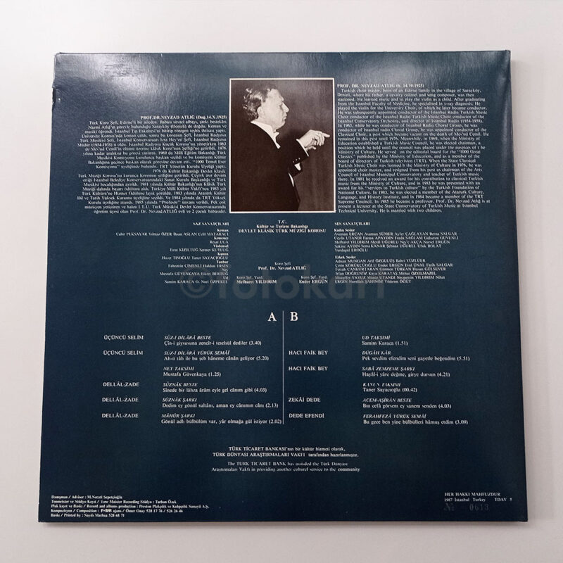 Klasik Türk Musikisi 6 LP Plak Takım - Prof. Dr. Nevzad Atlığ ve D.K.T.M. Korosu, 1987 No. 613 - Görsel 20