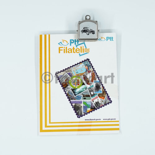 PTT Filateli Not Defteri Üzerinde Otomobil Resimli Kağıt Kıskacı