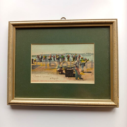 1902 Üsküdar İskelesi Hamallar Kartpostal (Çerçeveli)