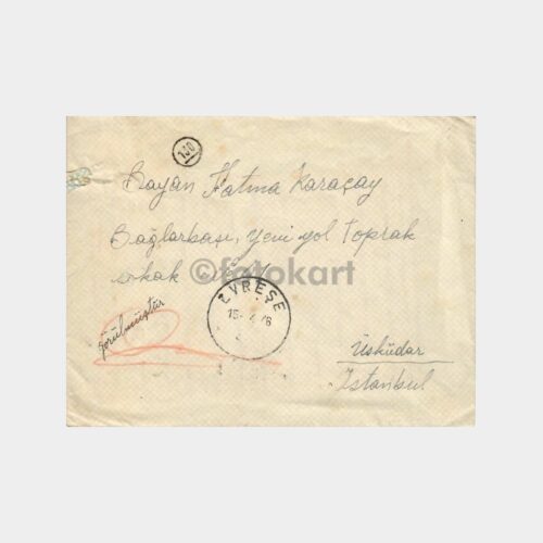 1946 2 Adet Üsküdar Çamlıca Damgalı Zarf